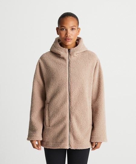 Oysho Κουκουλοφόρος Fleece Jacket Soft Mink | WNQPET-684