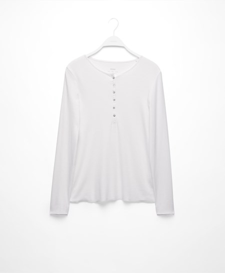 Oysho Πλευρωτός Long Sleeve T-shirt Pale Ecru | BPVZFH-532