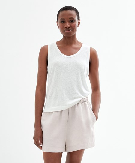 Oysho αμανικα Linen T-shirt ασπρα | NVJQIU-286