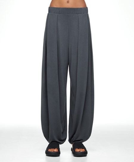 Oysho φαρδια-leg Draped Modal Trousers Anthracite | IEOHYV-507