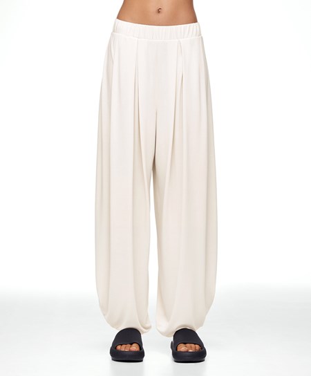 Oysho φαρδια-leg Draped Modal Trousers Stone | HXTIMA-461